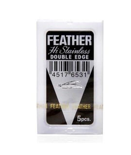 FEATHER Hi-Stainless Coated platinum double edge razor blades 5 blade pack