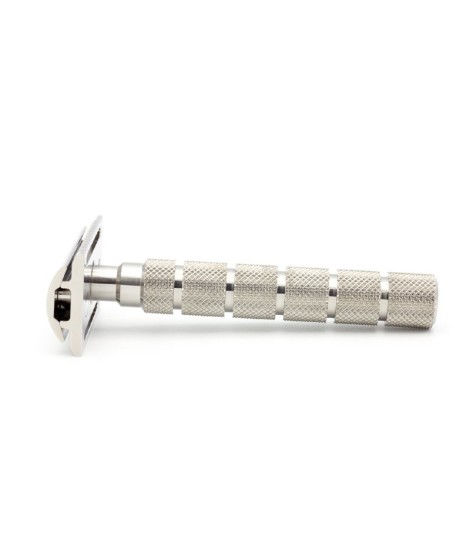 ALPHA OUTLAW stainless steel mild baseplate Bravo handle safety razor